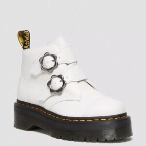 Dr. Martens Devon Flower Buckle Leather Platform Boots Women's 8